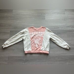 Pink and White “Jaguar” Crewneck